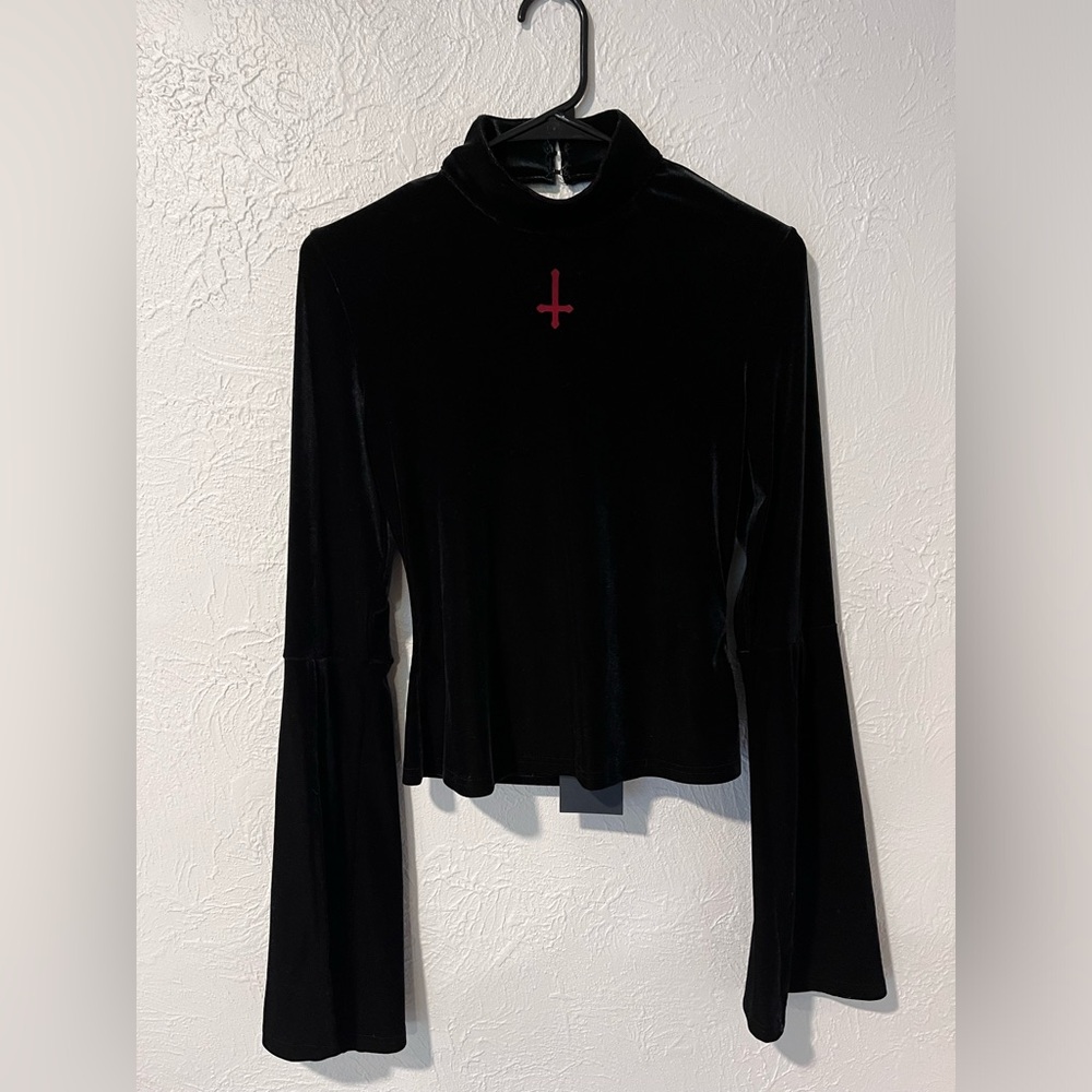 Killstar x Twin Temple Sultry Mists Stretch Velvet Top Size S RARE NWT